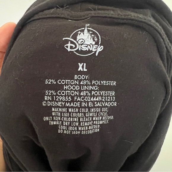 Disney Embroidered Floral Hidden Mickey Black Cropped Hoodie-Women’s Size XL - Picture 6 of 6